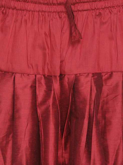 Vastramay Vastramay Men's Rose Gold Silk Blend Curved Kurta Dhoti Set